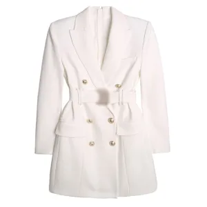 Notched Long Sleeve Gathered Waist Korean Slim Dresses For Women