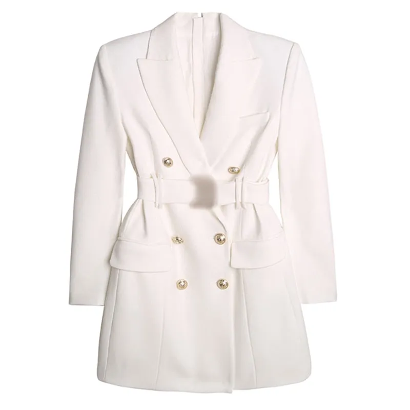 Notched Long Sleeve Gathered Waist Korean Slim Dresses For Women