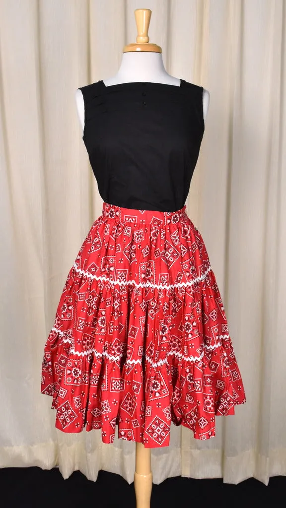 NWT 1960s Red Bandana Full Skirt