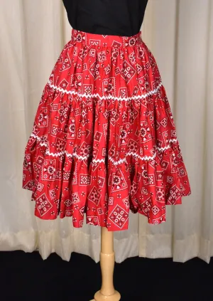 NWT 1960s Red Bandana Full Skirt