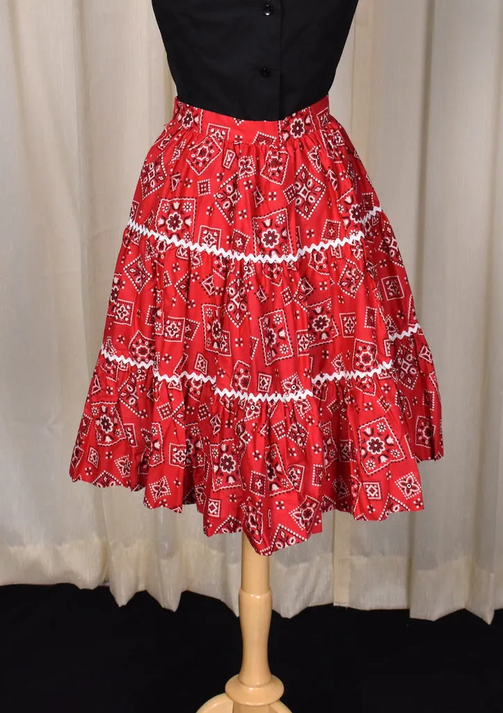 NWT 1960s Red Bandana Full Skirt