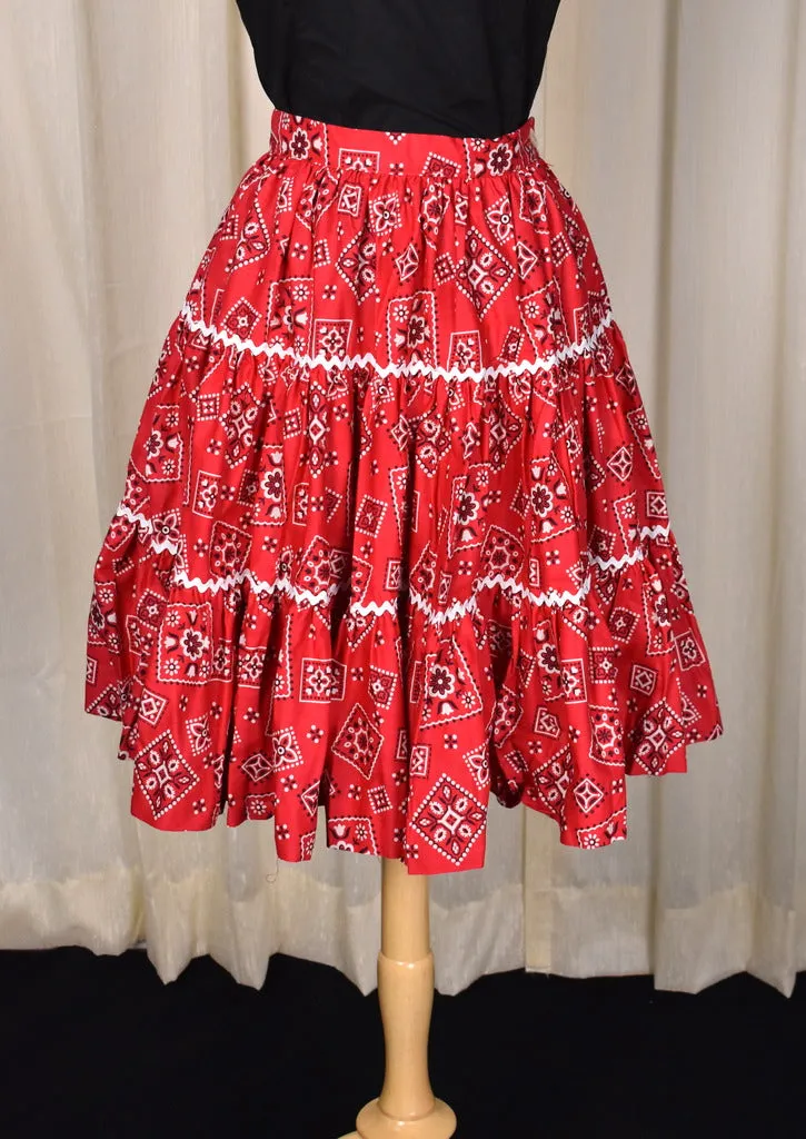 NWT 1960s Red Bandana Full Skirt