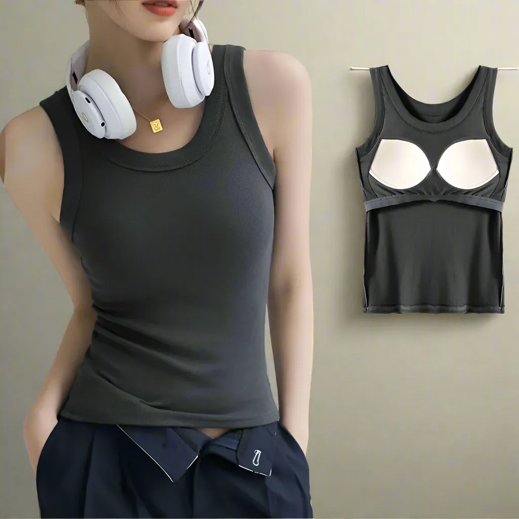 Obsidian Phoenix Ribbed Off-Shoulder Tank Top - Knitted with Chest Pad, Casual Sport Style in White or Black