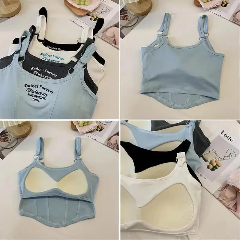 Obsidian Phoenix Striped Tank Top - Sexy Sleeveless Crop with Built-in Bra Pad, Solid Color Exposed Navel Style