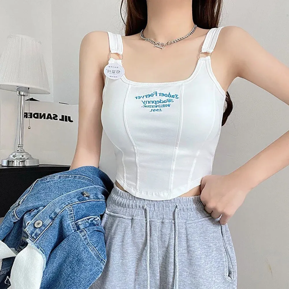 Obsidian Phoenix Striped Tank Top - Sexy Sleeveless Crop with Built-in Bra Pad, Solid Color Exposed Navel Style