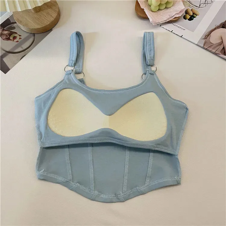 Obsidian Phoenix Striped Tank Top - Sexy Sleeveless Crop with Built-in Bra Pad, Solid Color Exposed Navel Style