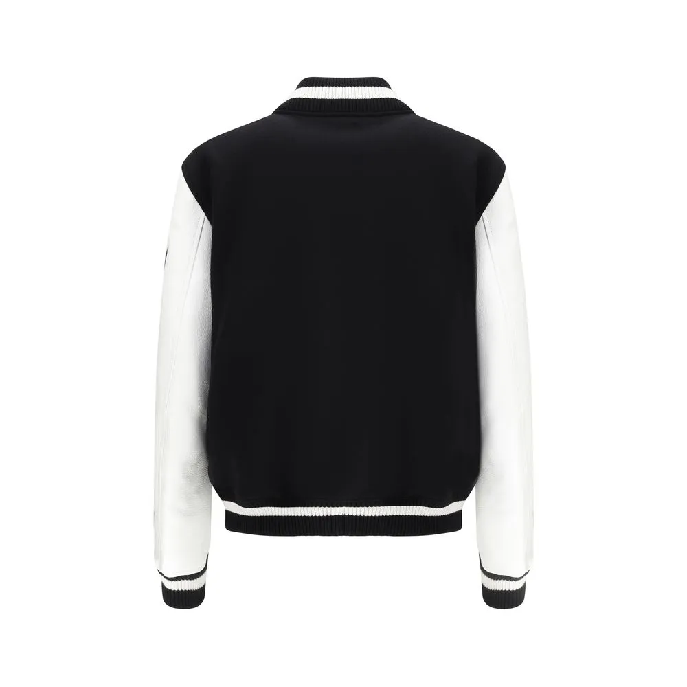 Off-White Leather and wool varsity Bomber