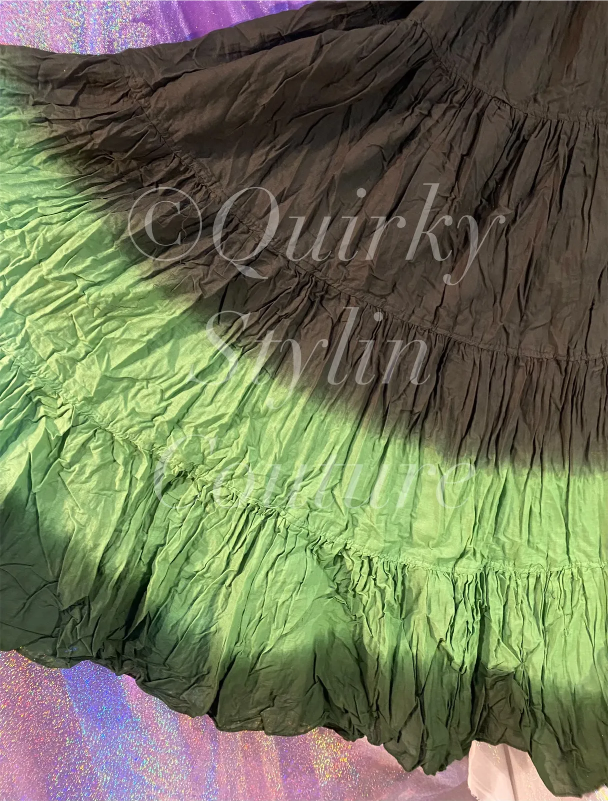 Ombre Green Black Renaissance steampunk gothic cotton boho Maxi Long Skirt -Size 10-22 - Plus size