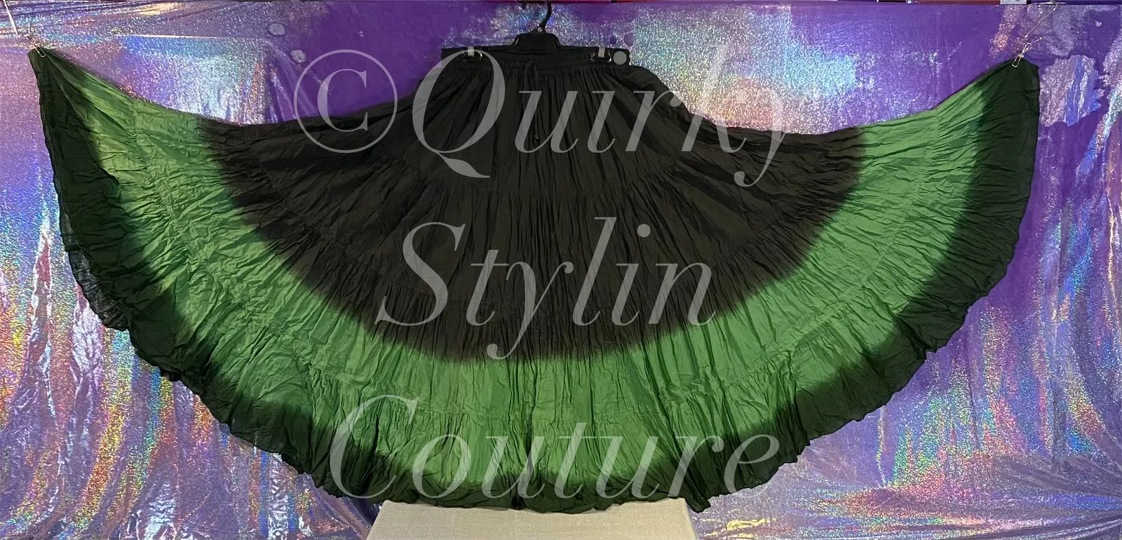 Ombre Green Black Renaissance steampunk gothic cotton boho Maxi Long Skirt -Size 10-22 - Plus size