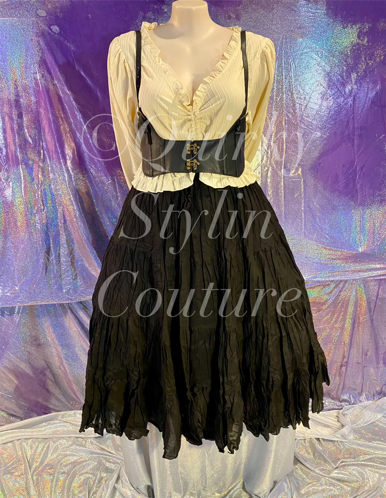 Ombre Red Burgundy Black Renaissance steampunk gothic cotton boho Maxi Long Skirt -Size 10-22 - Plus size