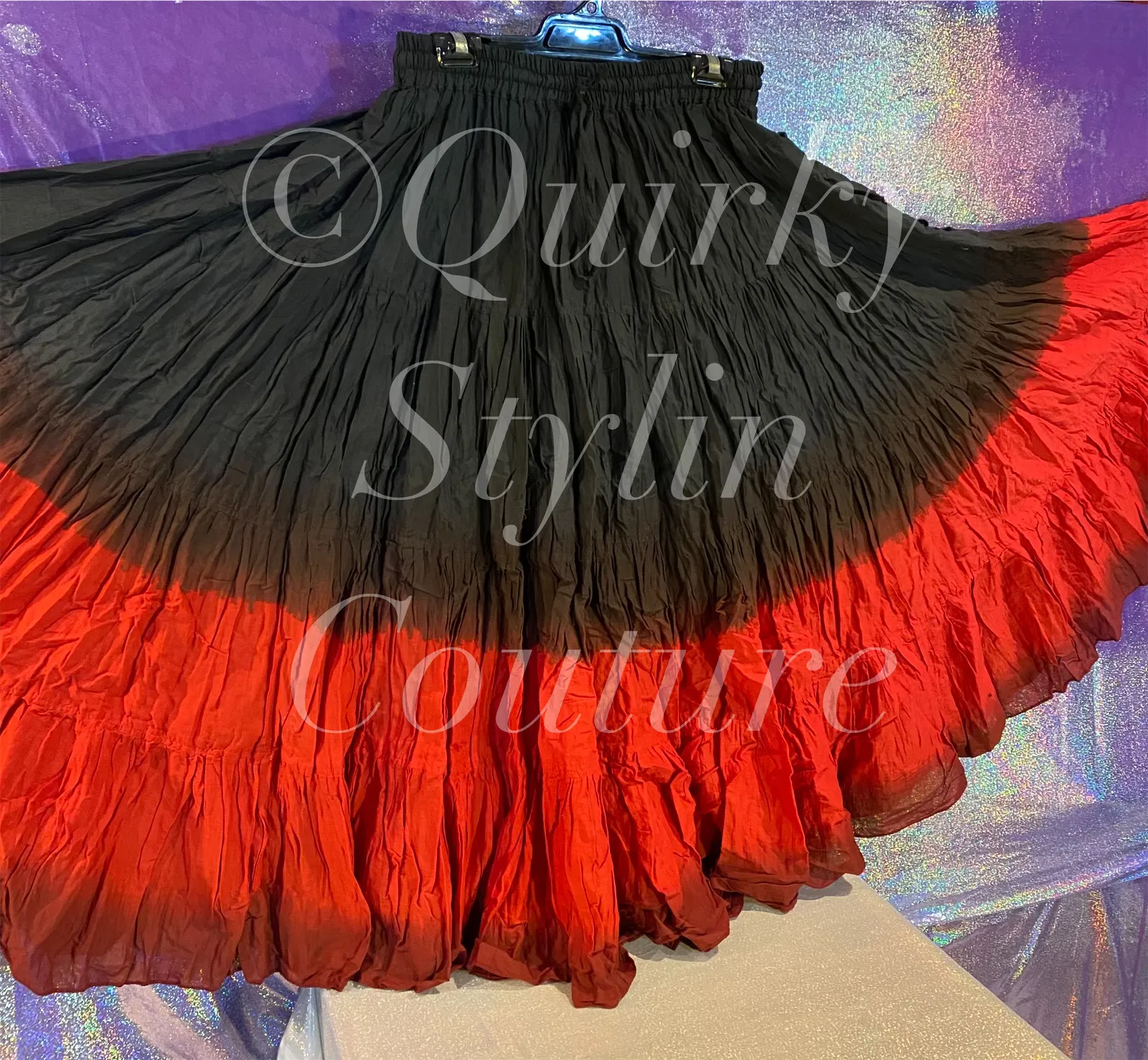 Ombre Red Burgundy Black Renaissance steampunk gothic cotton boho Maxi Long Skirt -Size 10-22 - Plus size