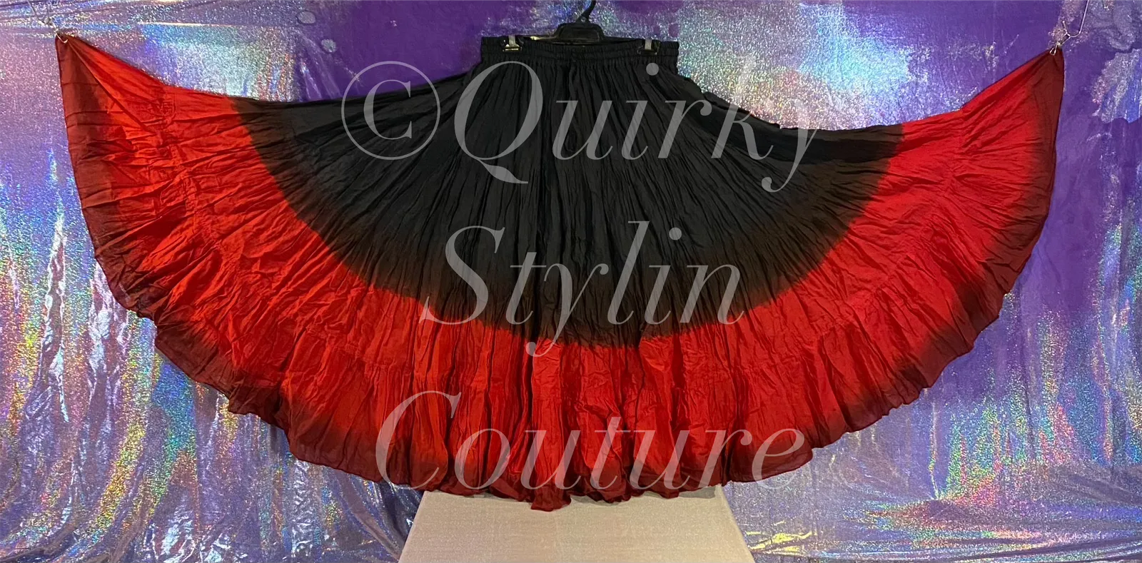 Ombre Red Burgundy Black Renaissance steampunk gothic cotton boho Maxi Long Skirt -Size 10-22 - Plus size