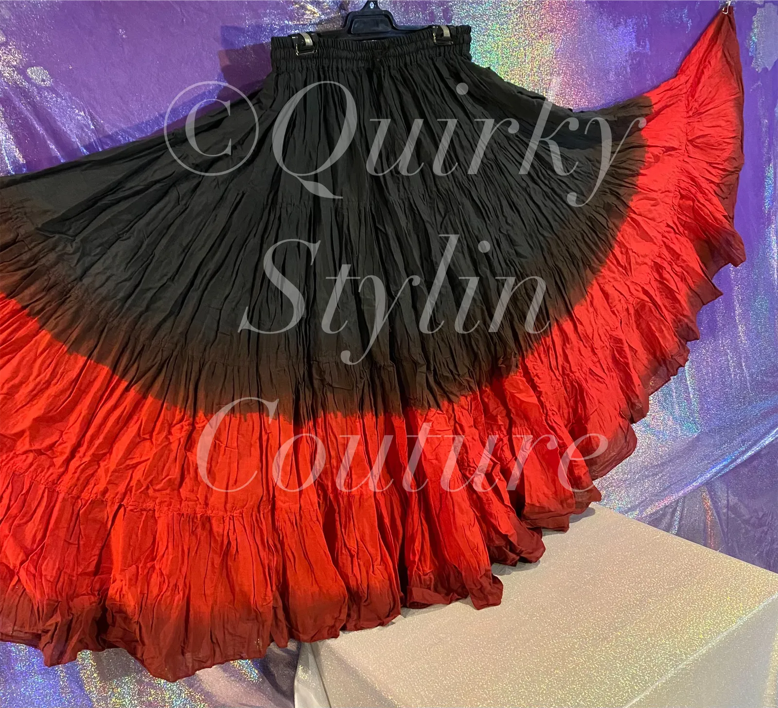 Ombre Red Burgundy Black Renaissance steampunk gothic cotton boho Maxi Long Skirt -Size 10-22 - Plus size