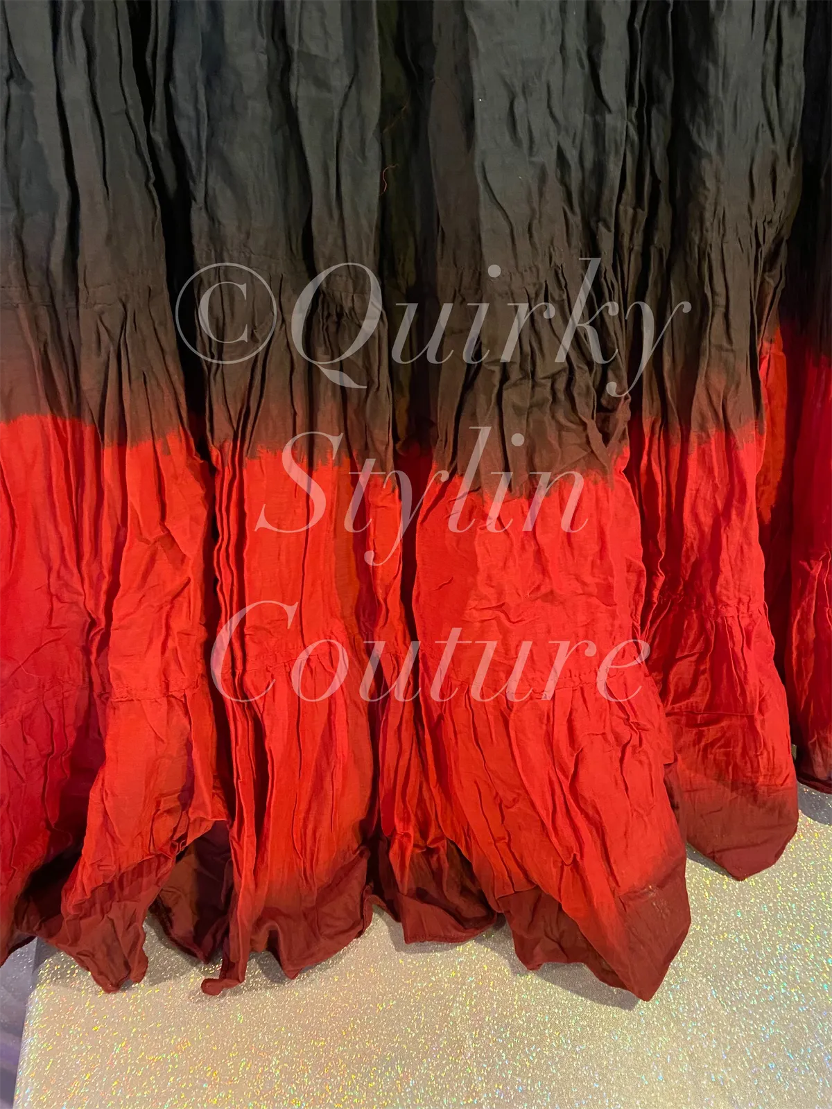 Ombre Red Burgundy Black Renaissance steampunk gothic cotton boho Maxi Long Skirt -Size 10-22 - Plus size