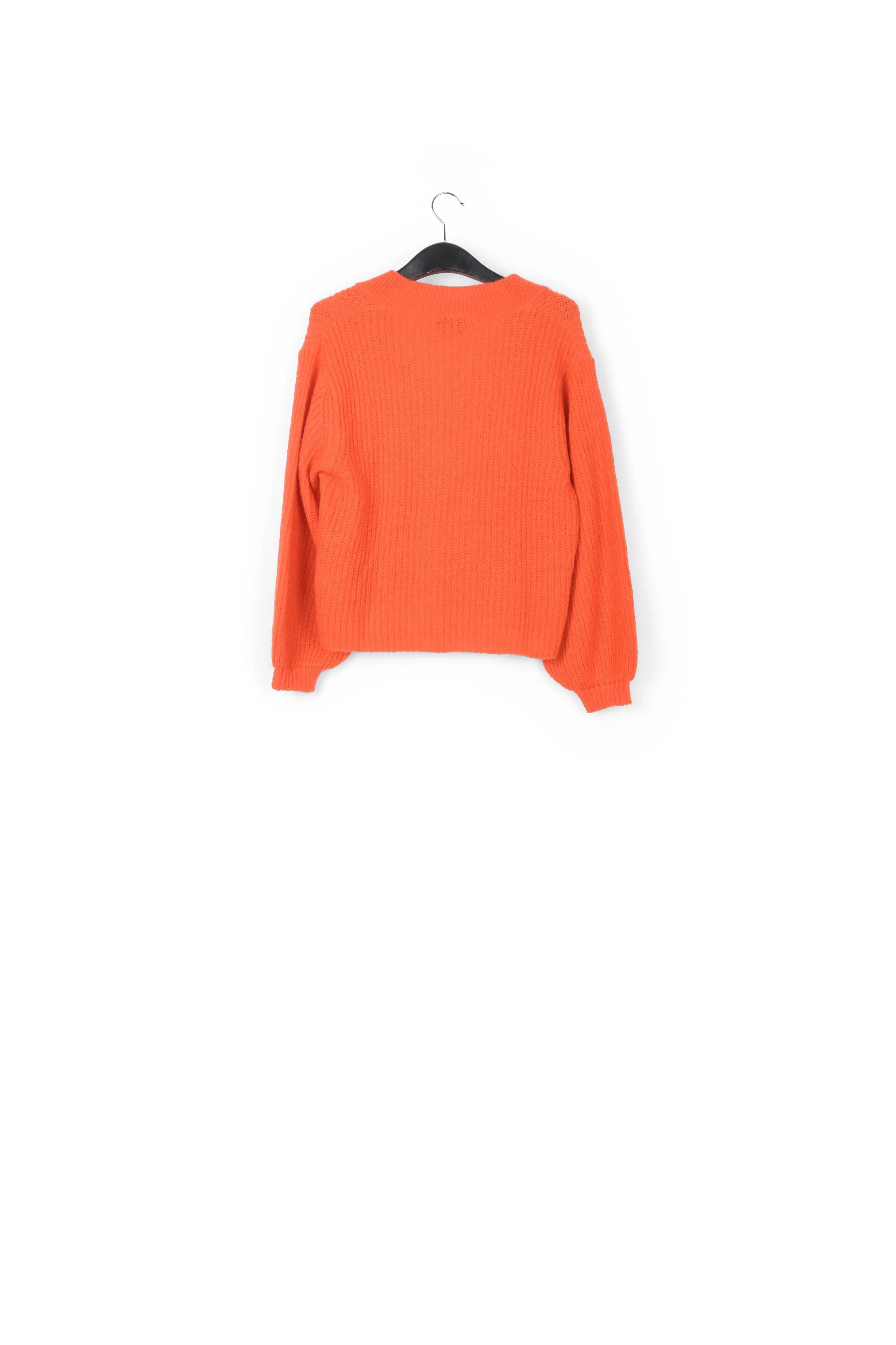 Orange ribbed-knit V-neck sweater