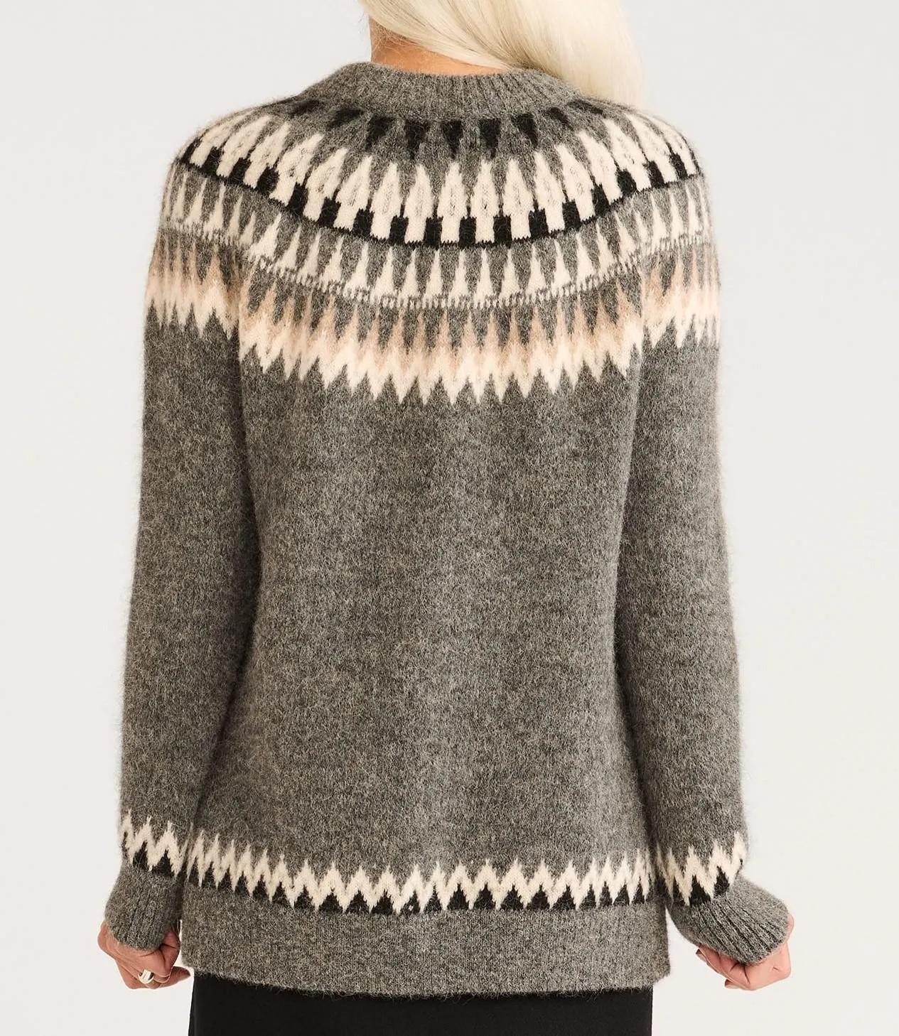 Oversized Fair Isle Pullover Grey Multi