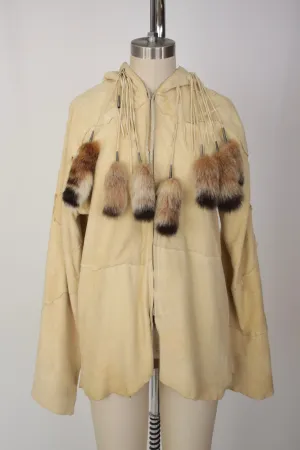 Patchwork Suede & Fur Hooded Jacket