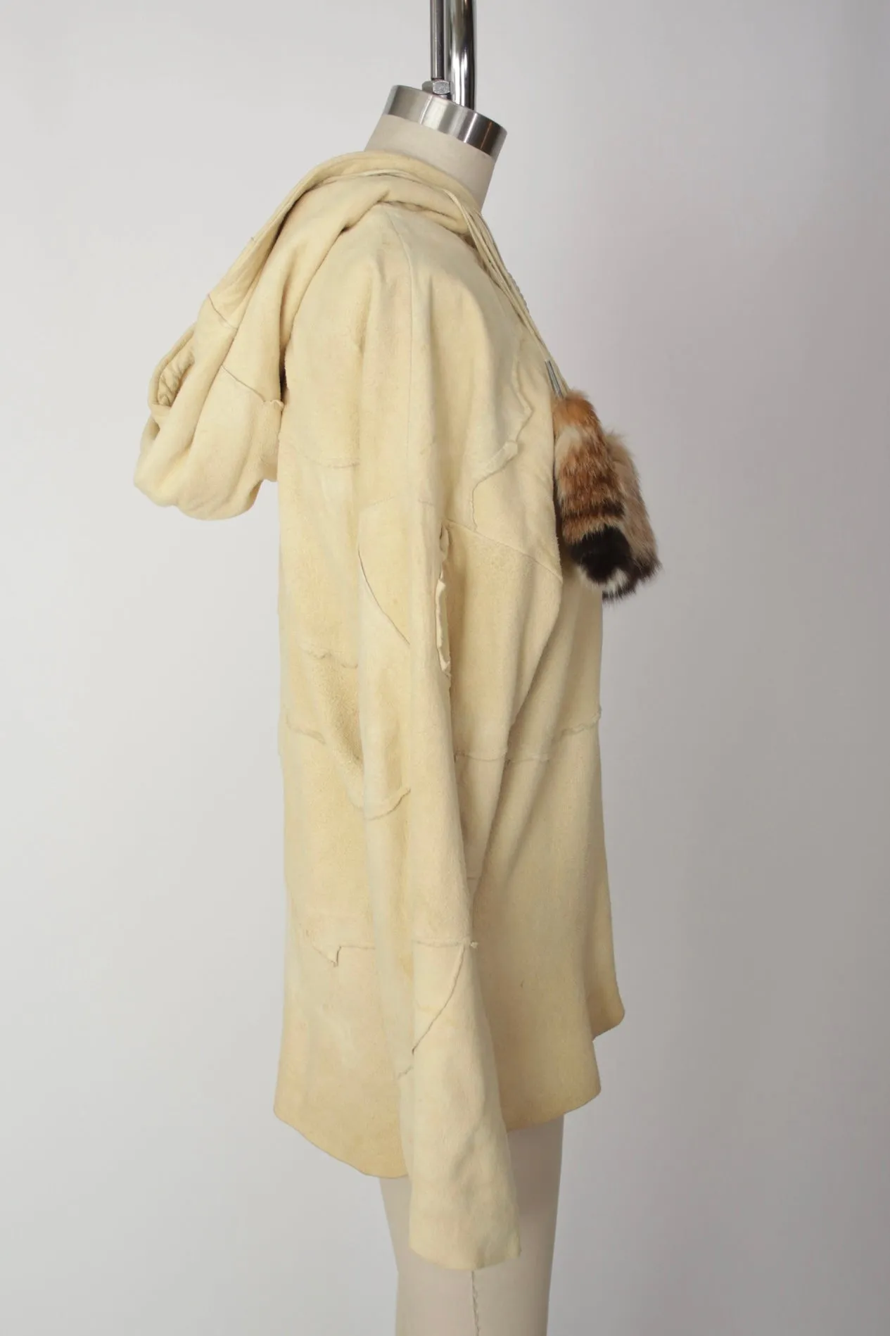 Patchwork Suede & Fur Hooded Jacket