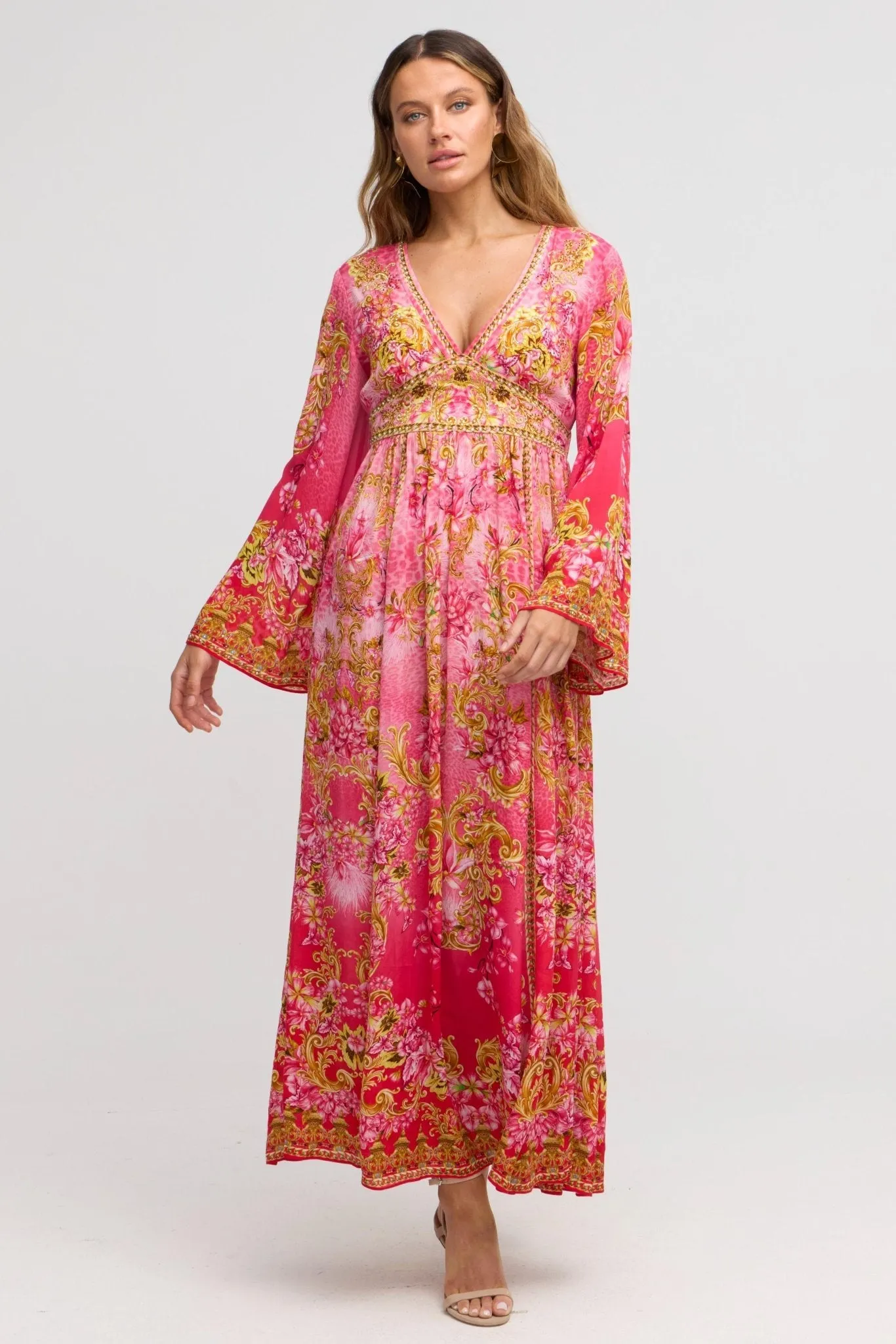 Pink Candy Maxi w Flare Sleeves