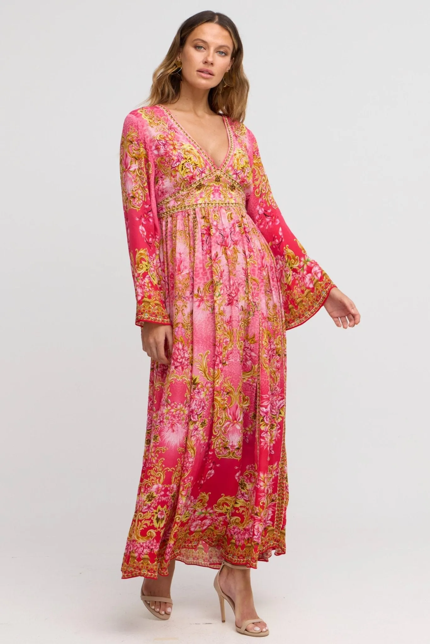 Pink Candy Maxi w Flare Sleeves