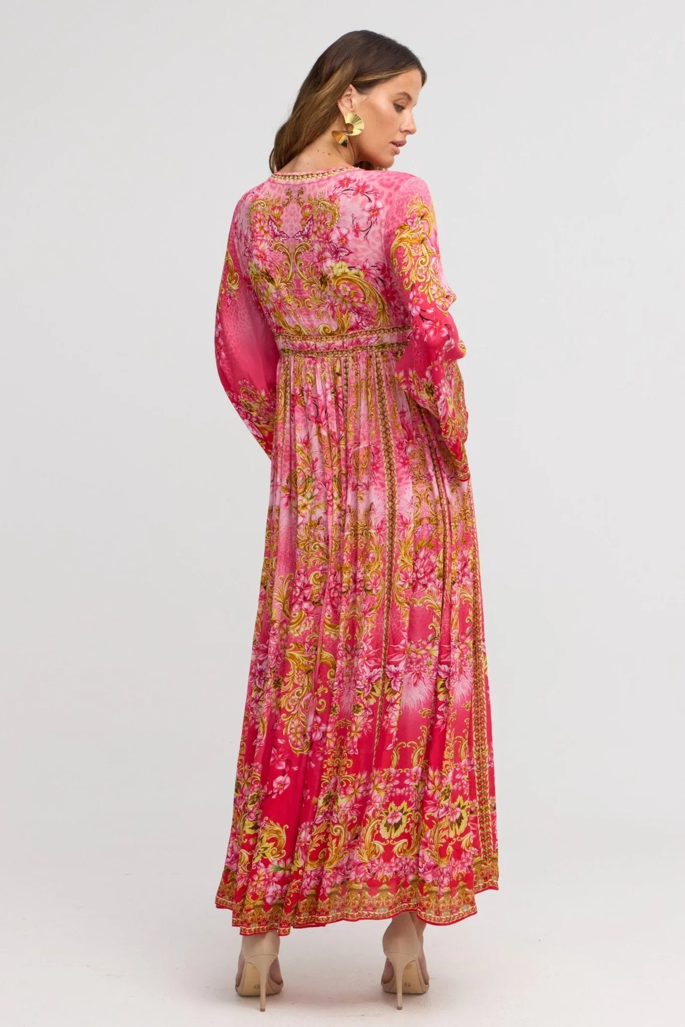 Pink Candy Maxi w Flare Sleeves