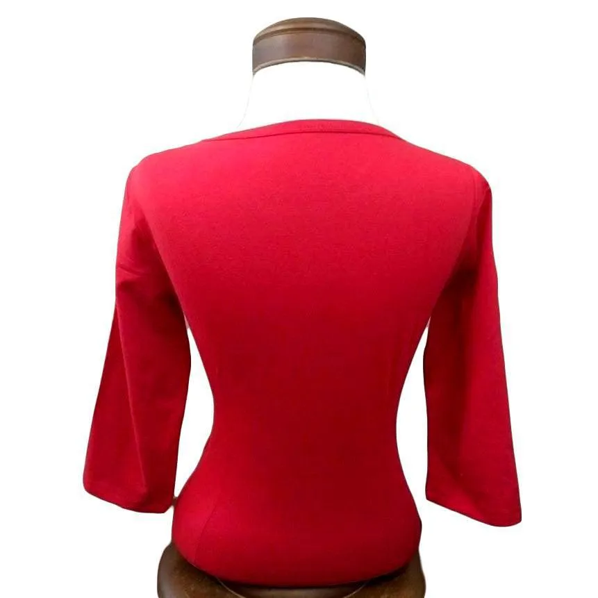Pinup Pullover Top in Solid Red