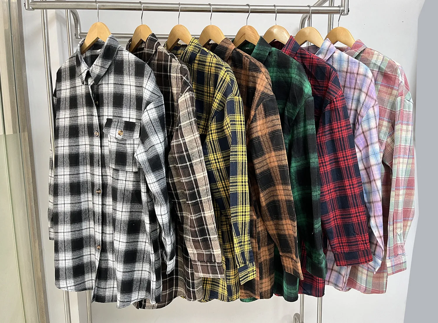 Plaid Shirt Brushed Long Sleeve Shirts Wholesale Womens Clothing N3824072900055