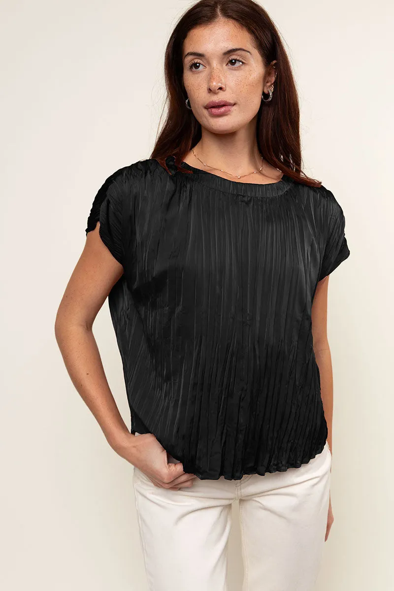 Pleated Crew Neck Top