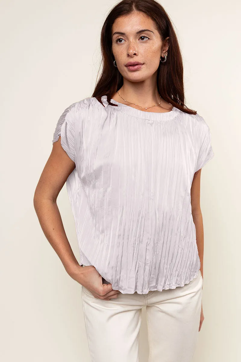 Pleated Crew Neck Top