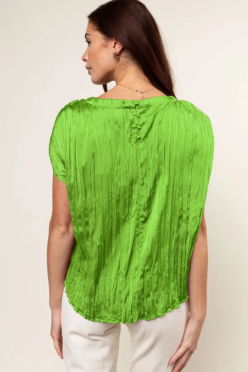 Pleated Crew Neck Top