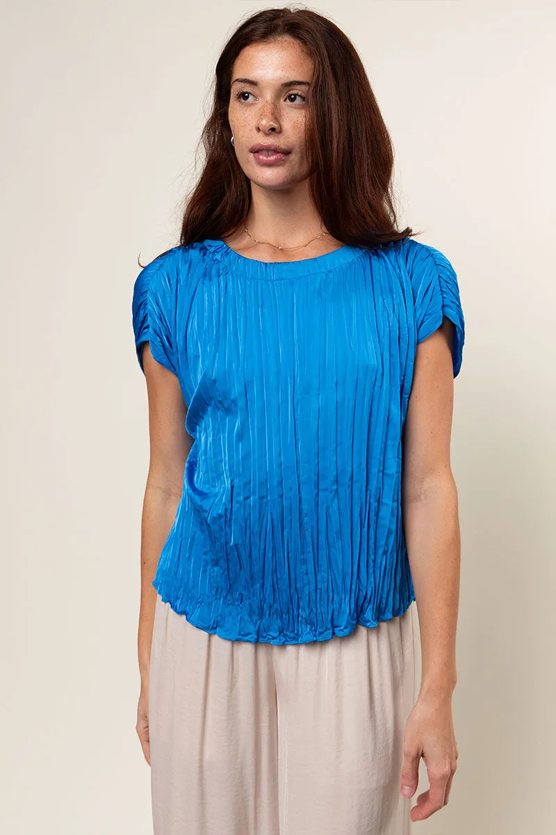 Pleated Crew Neck Top