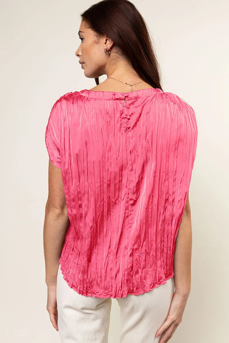 Pleated Crew Neck Top