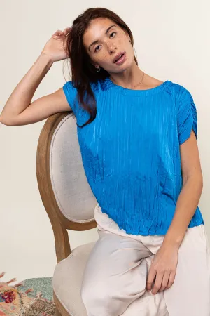 Pleated Crew Neck Top