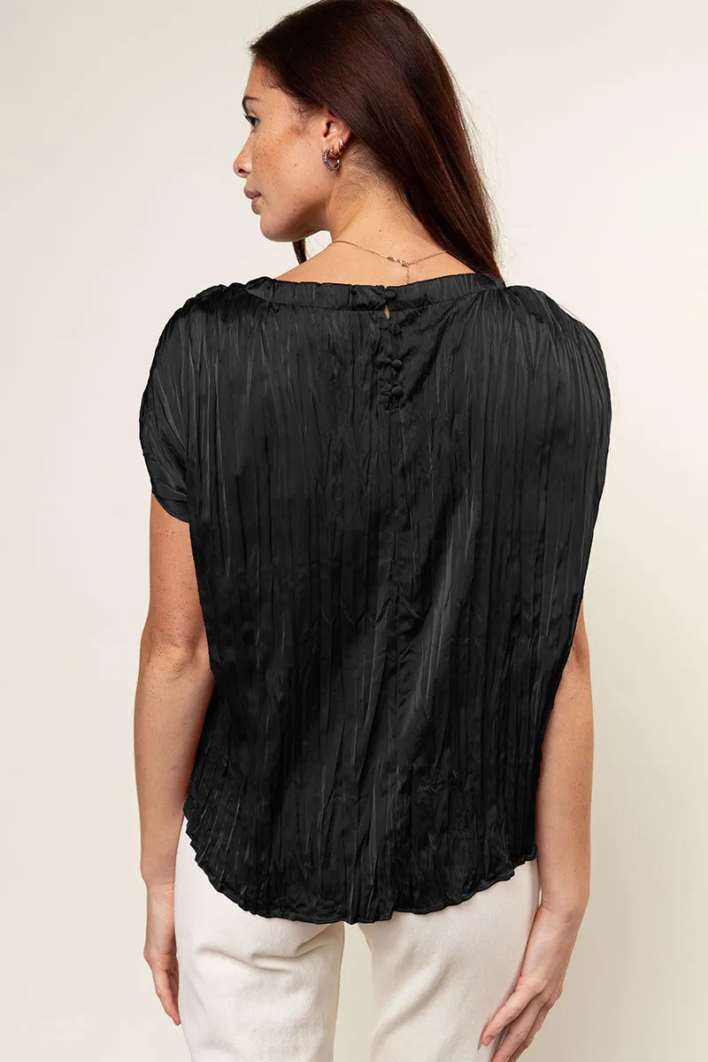 Pleated Crew Neck Top