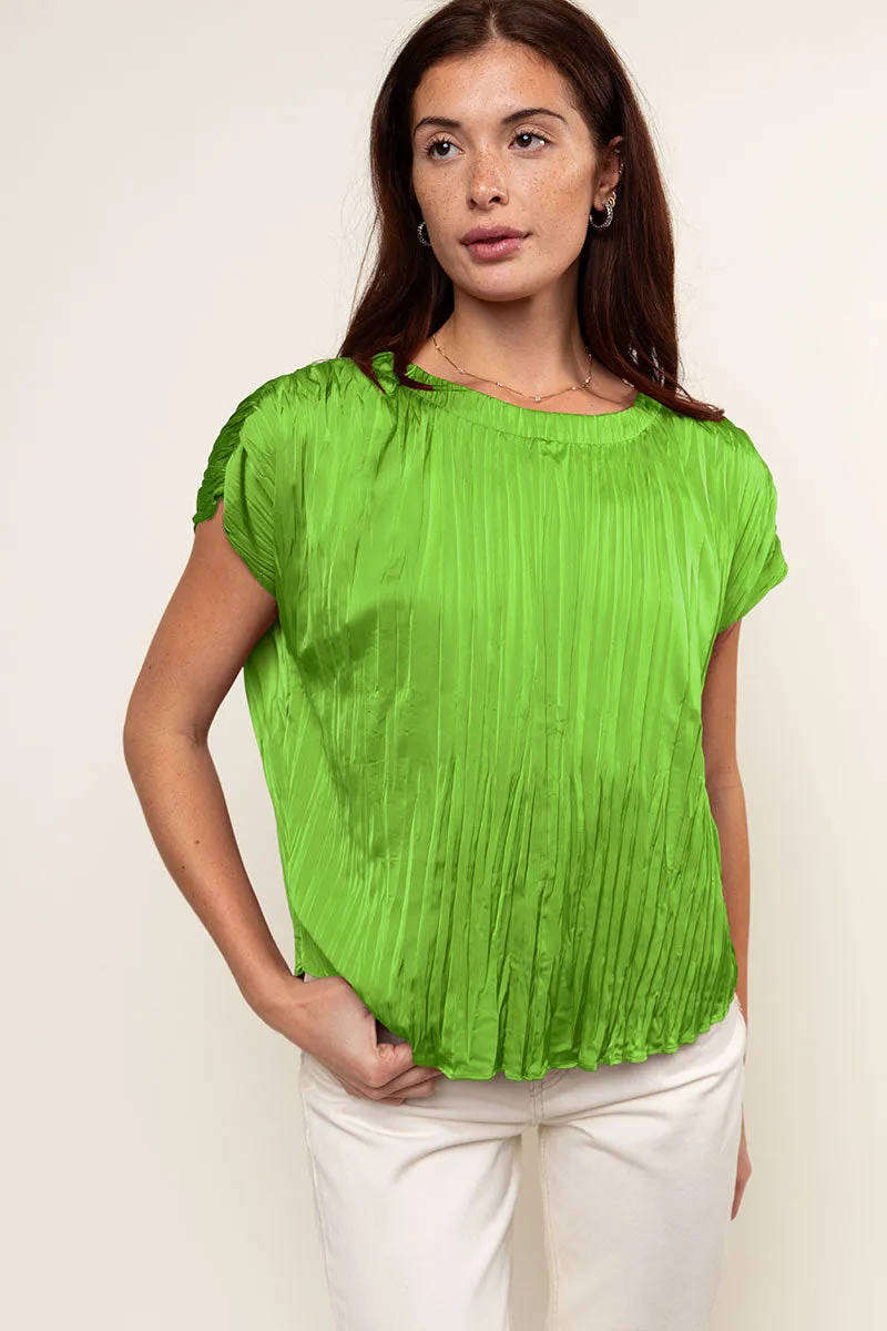 Pleated Crew Neck Top