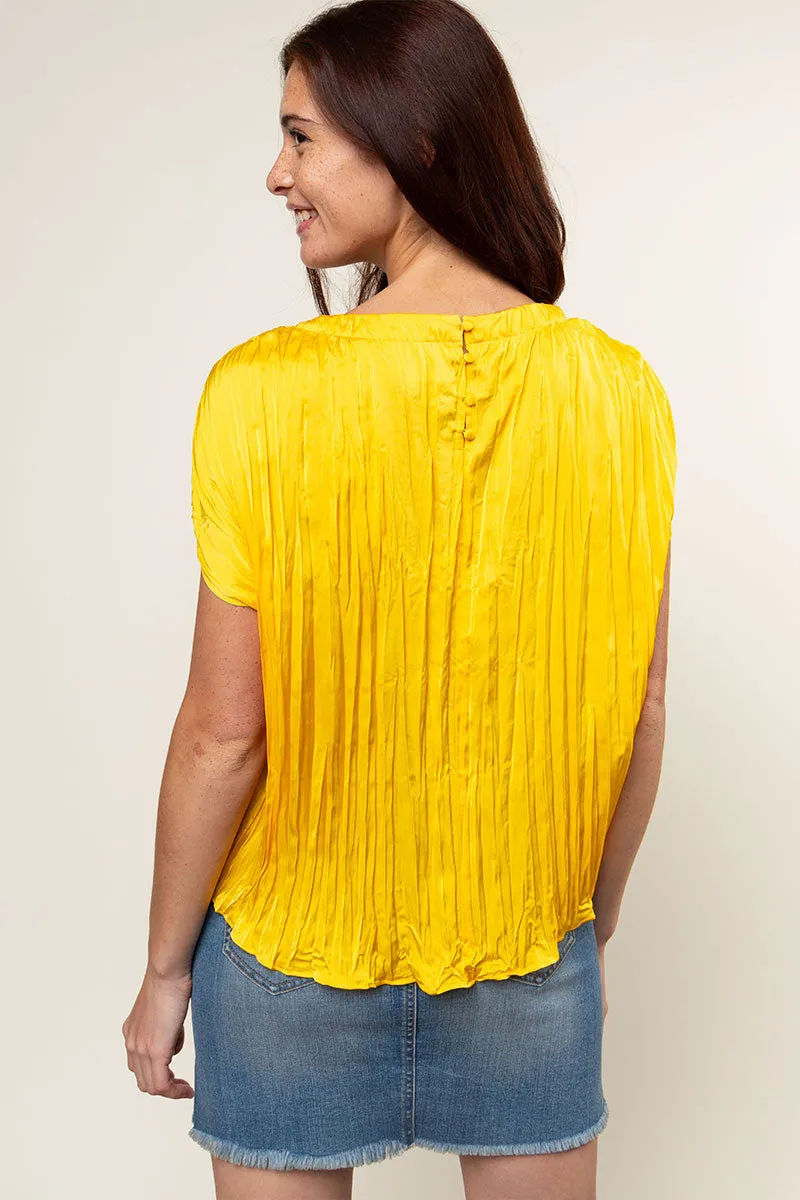 Pleated Crew Neck Top