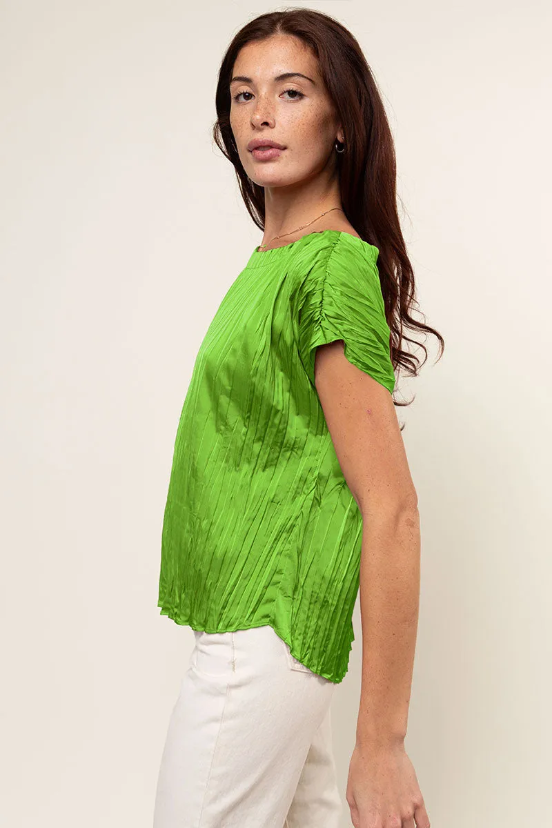 Pleated Crew Neck Top