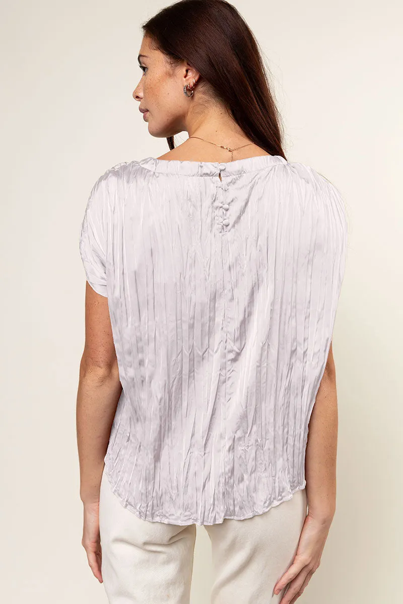 Pleated Crew Neck Top