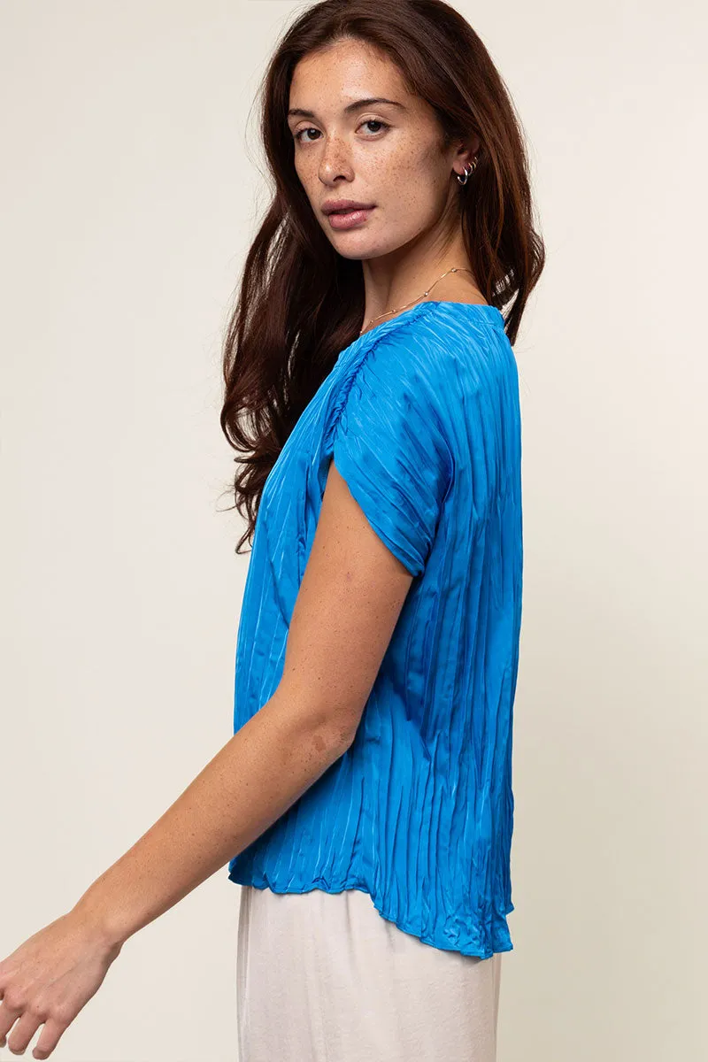 Pleated Crew Neck Top