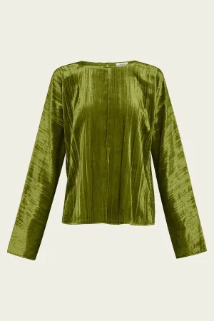 Pliss' Velvet Round Neck Shirt in Felce