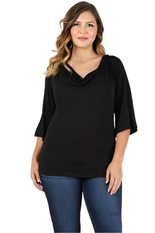 Plus Size Cowl Neck Basic Top