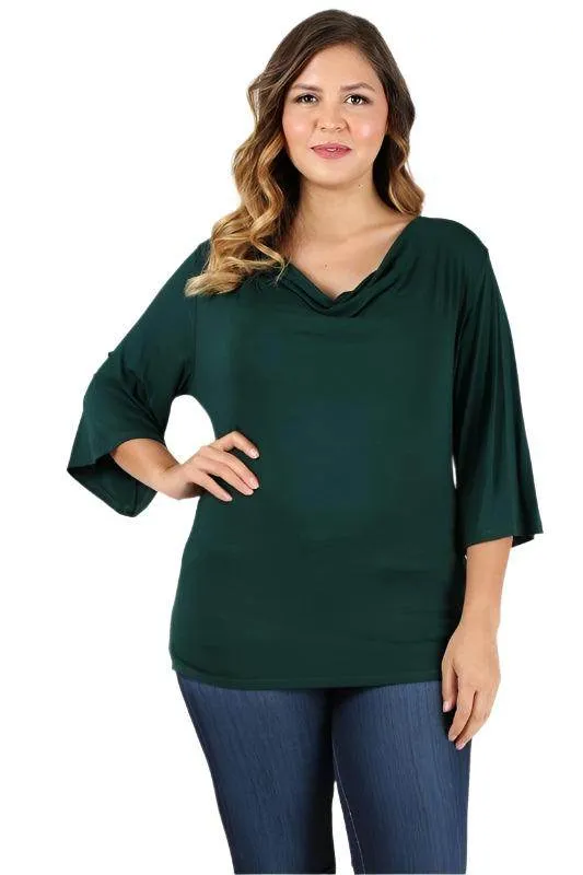 Plus Size Cowl Neck Basic Top