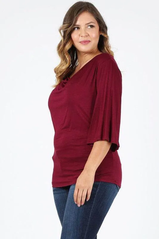 Plus Size Cowl Neck Basic Top