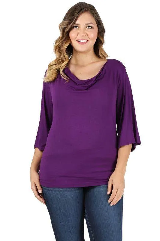 Plus Size Cowl Neck Basic Top