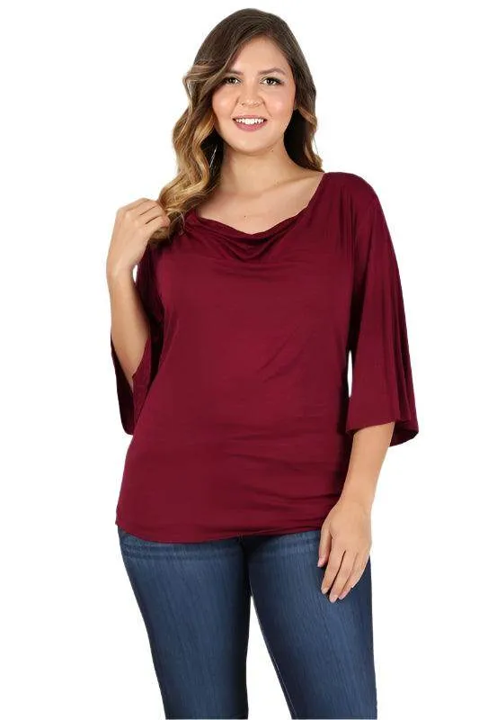 Plus Size Cowl Neck Basic Top