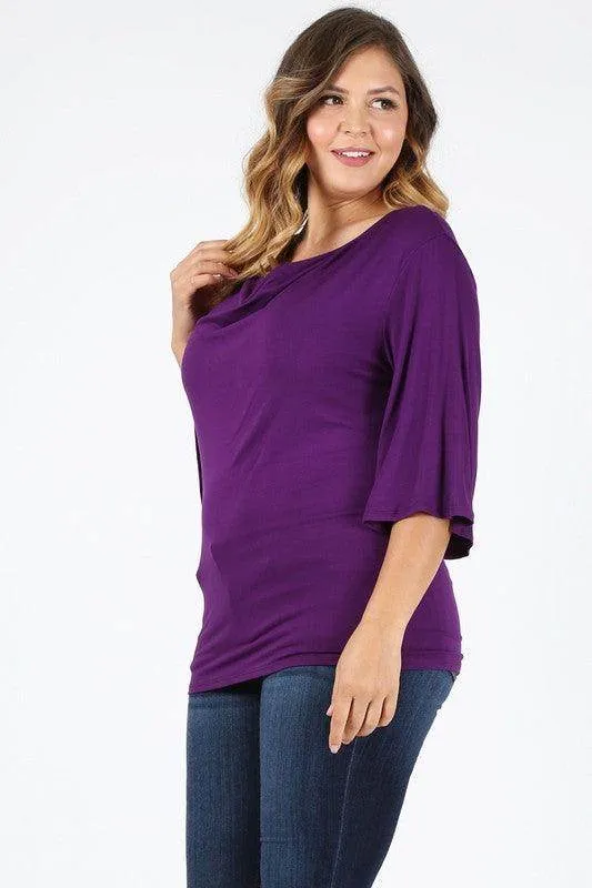 Plus Size Cowl Neck Basic Top