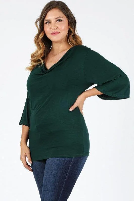 Plus Size Cowl Neck Basic Top