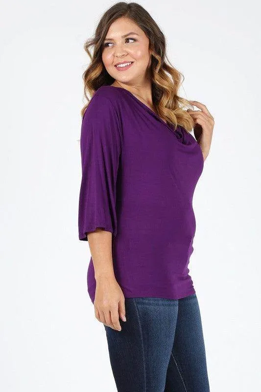 Plus Size Cowl Neck Basic Top