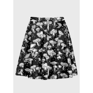 Plus Size Galaxy Mushroom Skater Skirt for Dark Academia Style
