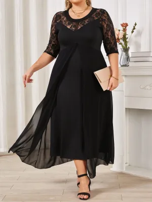 Plus Size Sexy Elegant Lace Patchwork